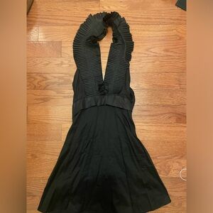 Black dress with ruffled neck